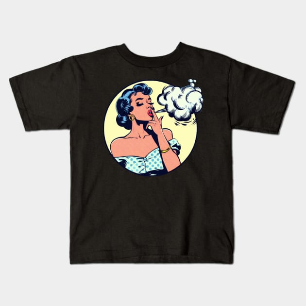 smoke woman Kids T-Shirt by Anthony88